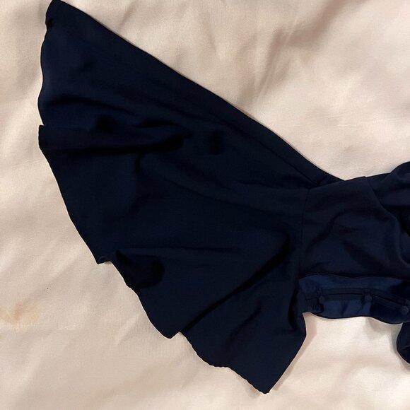 Lane Bryant Plus Navy Big Bell Sleeve V-Neck Blouse - Picture 7 of 10